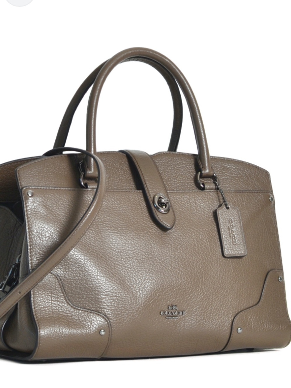 Coach Mercer 27 CB/Satchel in Taupe Brown/Turnlock/Zip/Silver/Dust Bag/EUC